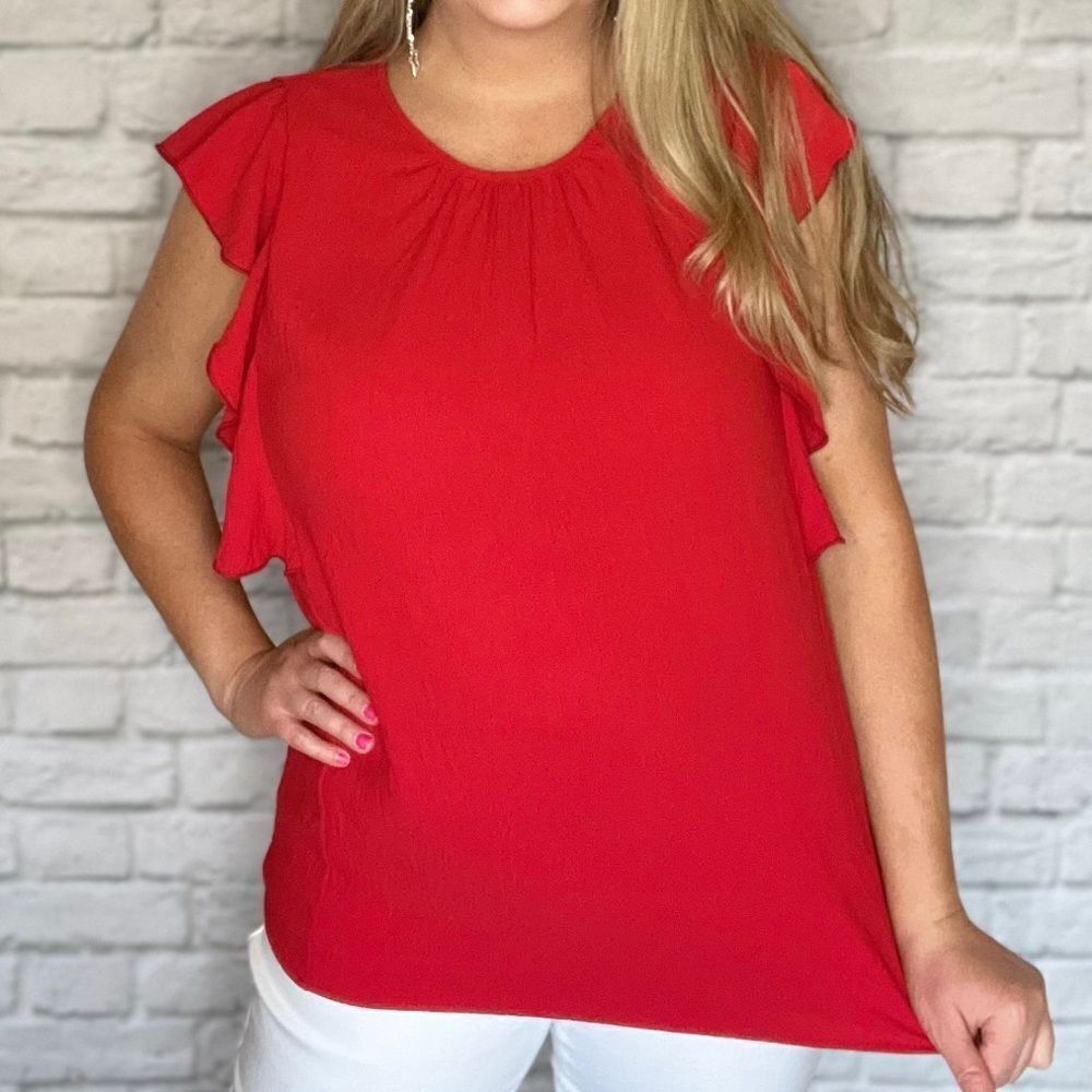 NEW! Red Ruffle Top